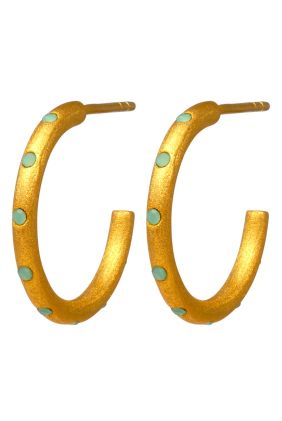 OMG Hoops Medium Pair Gold Plated - Light Green