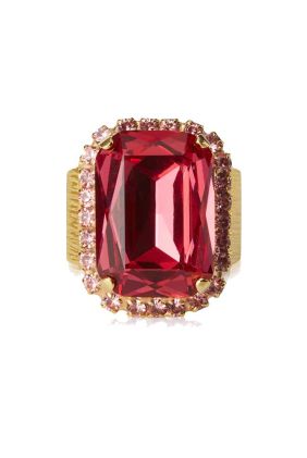 Lydia Cocktail Ring - Gold/Mulberry Red & Light Rose