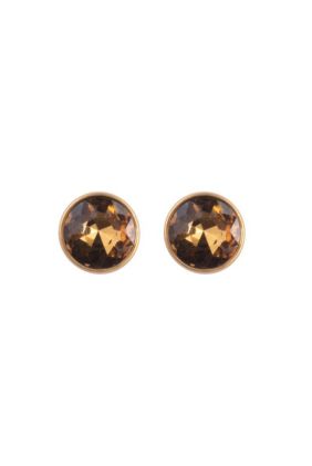 Sparkling Ear Studs With Glass - Gold Plated