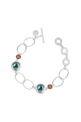More Bracelet With Opal Glass - Matt Silver Plated 18.5cm