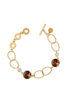More Bracelet With Opal Glass - Matt Gold Plated 18.5cm