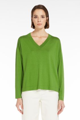 Martina Cotton & Silk Yarn Sweater - Green