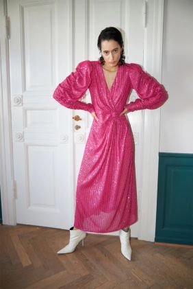 Midi Sequin Dress - Pale Pink