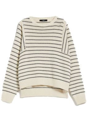 Natura Oversized Striped Cotton Sweater - Black