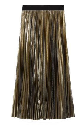 Nurra Pleated Georgette Skirt - Gold