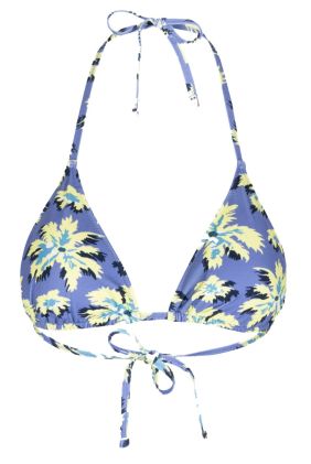 Palm Burst Triangle Bikini Top - Cornflower Blue