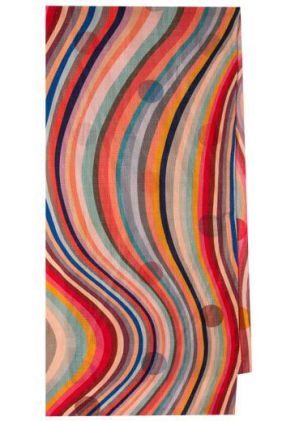 Swirl & Spot Wool Silk Scarf - Multi