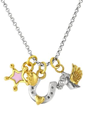 Pegasus Charm Cluster Necklace