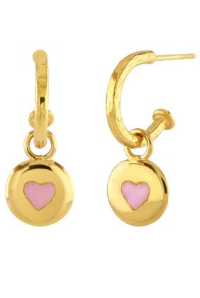 Pink Button Hoop Earrings