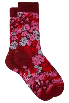 Archive Floral Socks - Burgundy