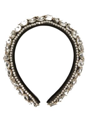 Pontile Bead & Rhinestone Headband - Optical White