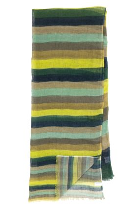 Hand-Printed Stripe Scarf - Green