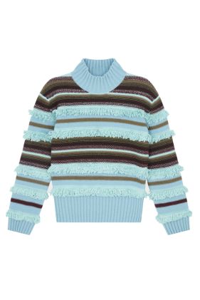 Fringe Detail Jumper - Light Blue