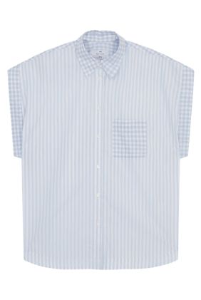 Stripe Cotton Shirt - Blue & White