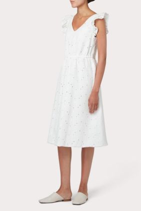 Cotton Broderie Anglaise Dress - White