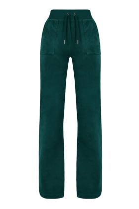 Del Ray Classic Velour Pocketed Bottoms - Rain Forest