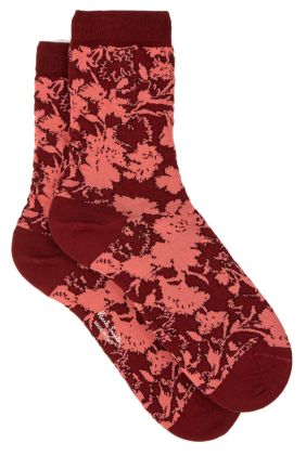 Rave Floral Socks - Dark Red