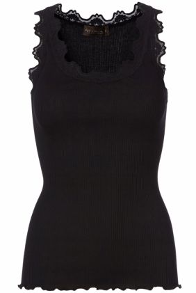 Babette Lace Silk Top - Black 