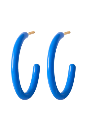 Colour Hoops Medium Pair Enamel - Blue
