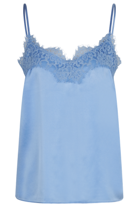Jade Silk Strap Top With Lace - Blue Heaven