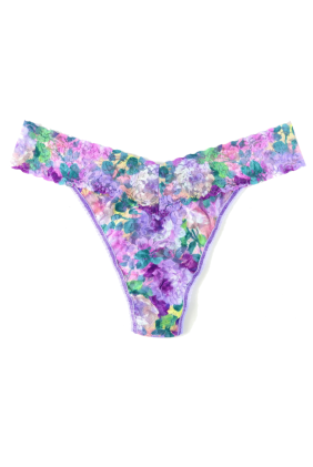 Printed Signature Lace Original Rise Thong - Bathe in Petals