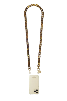 Emmy Chain 120cm Resin Gold Carabiners - Brown Tortoiseshell