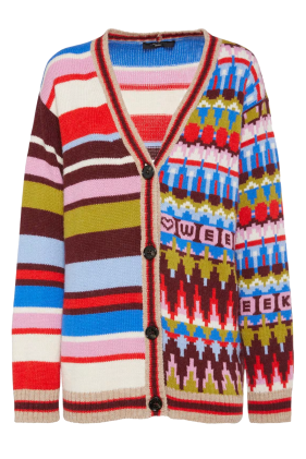 Austero Jacquard Alpaca & Wool Cardigan - Multi