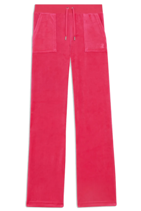 Del Ray Classic Velour Pocketed Bottoms - Pink Glo