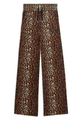 Bexley Classic Velour Wide Leg Bottoms - Leopard