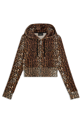 Marissa Classic Velour Hoodie - Leopard