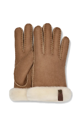Shorty Leather Trim Glove - Chestnut