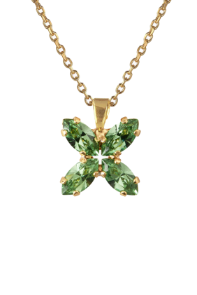 Crystal Star Necklace - Gold/Peridot