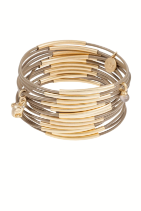 Urban Gypsy Leather Bracelet - Taupe & Matt Gold