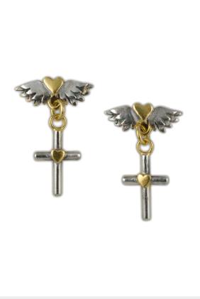 Tiny Liberty Cross Earrings
