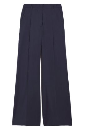 Sonale Flared Woollen Cloth Trousers - Navy