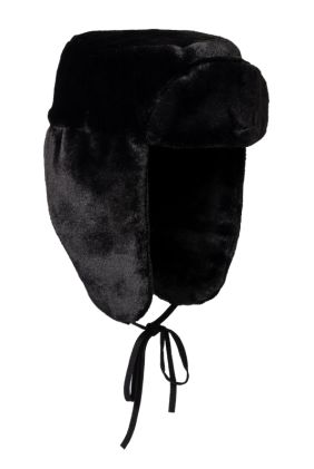 Faux Fur Trapper Hat - Black