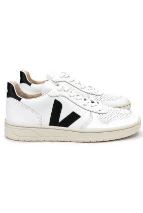 V-10 Leather Trainers - Extra-White Black