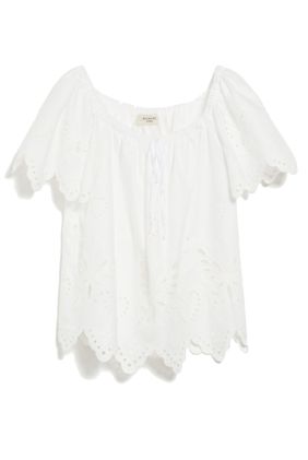 Verdier Cotton Broderie Anglaise Top - White