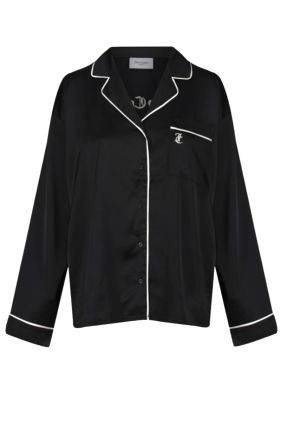 Paquita Velvet Pyjama Shirt - Black