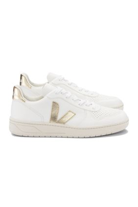 V-10 Chrome Free Leather Trainers - White Platine