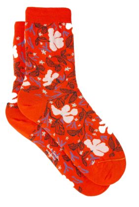 Sea Floral Socks - Red