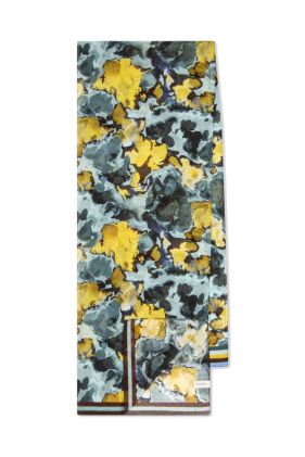 Marble Silk Blend Scarf - Blue