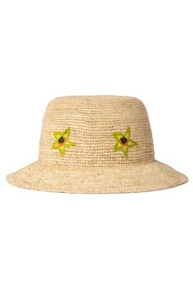 Ibiza Sunflare Stars Straw Hat - Natural