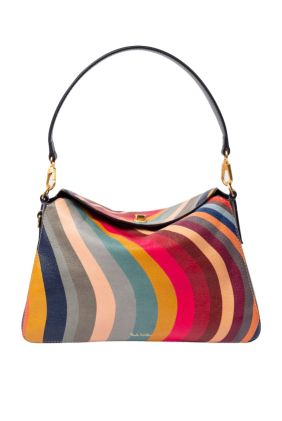 Swirl Print Leather Shoulder Bag - Multicolour