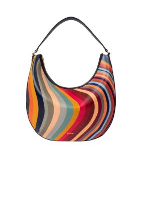 Swirl Print Leather Round Hobo Bag - Multicolour