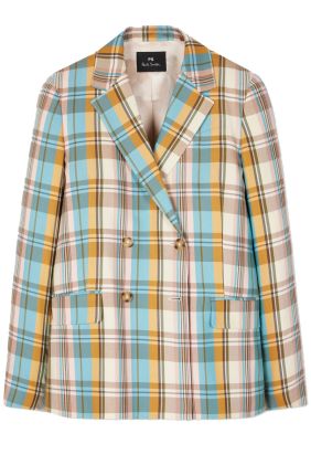 Double Breasted Check Jacket - Multicolour