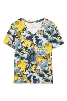Marble V-Neck T-Shirt - Blue