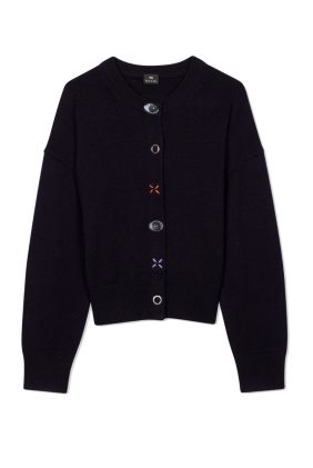 Mixed Button Cardigan - Navy