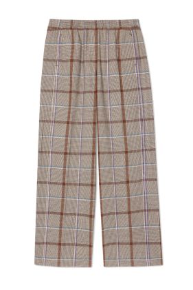 Wool-Blend Prince Of Wales Check Wide-Leg Trousers - Brown