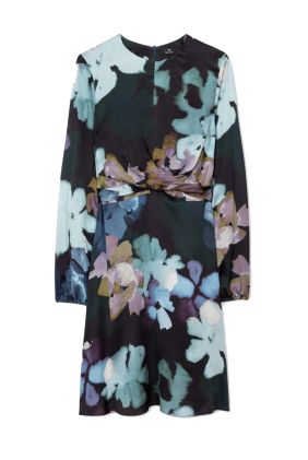 Marsh Marigold Satin Dress - Navy